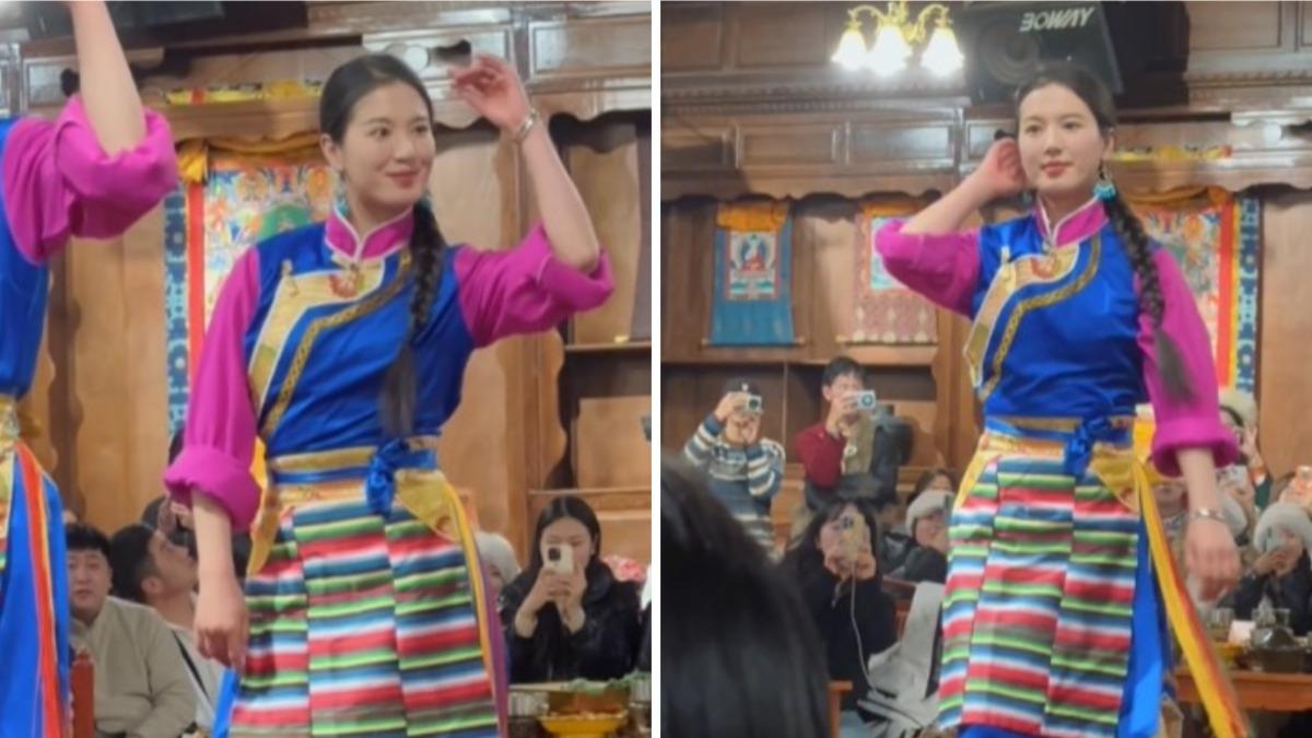 一名藏族女舞者因外貌神似南韓知名演員宋慧喬,一炮而紅。(翻攝自微博)