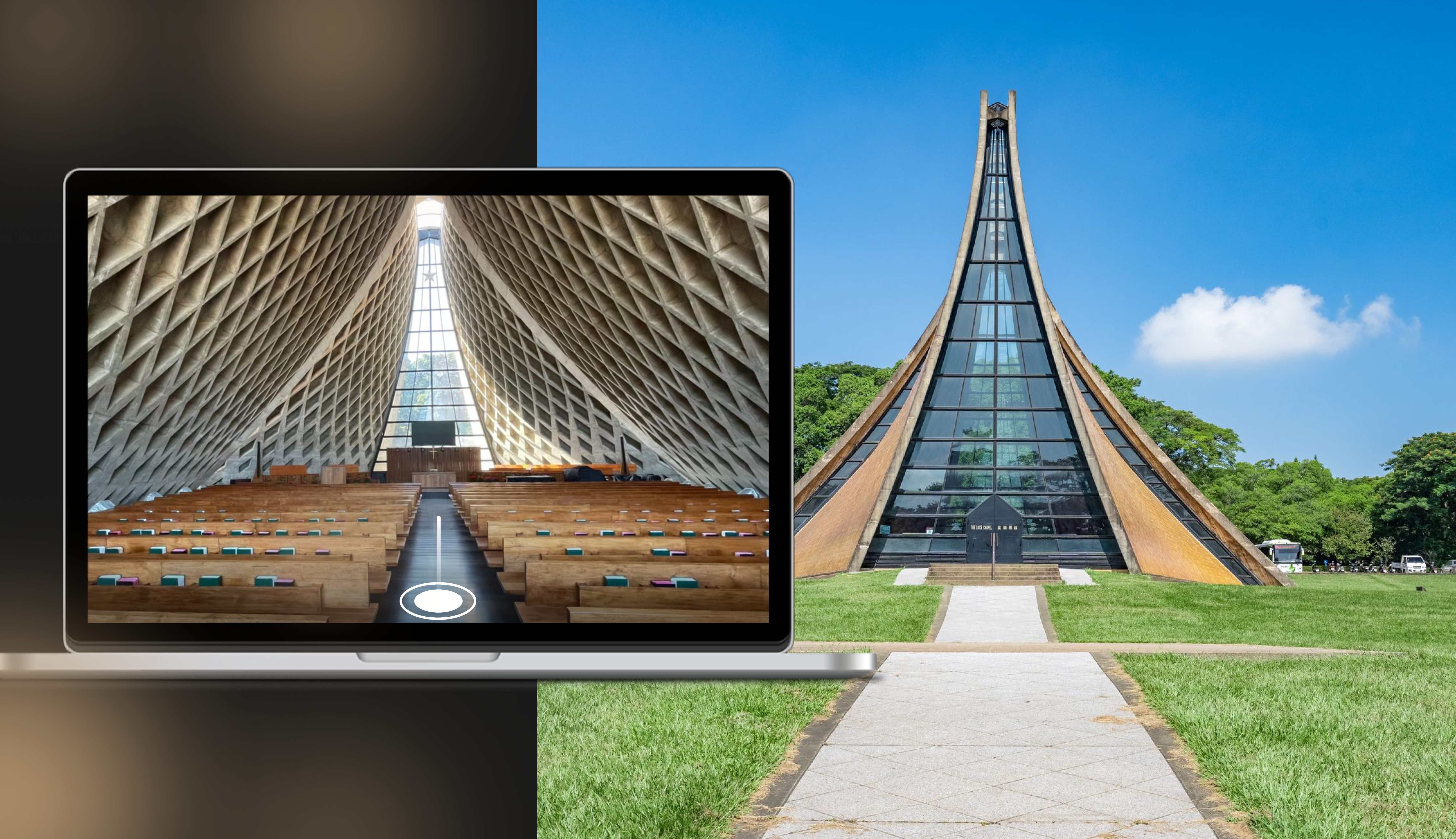 ARTOGO利用3D實境拍攝技術，將展覽現場還原成具空間感的沉浸式體驗，今年將推出線上付費展覽《東海大學路思義教堂修復特展》。（ARTOGO提供）