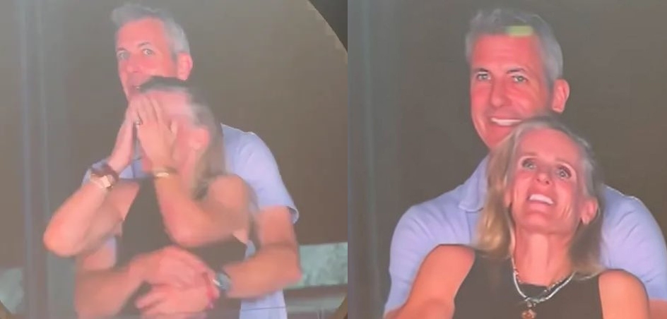 科技公司執行長拜倫與克里斯汀一起看Coldplay演唱會，被鏡頭拍到兩人緊抱一起，婚外情意外曝光。（翻攝X@Kulturle