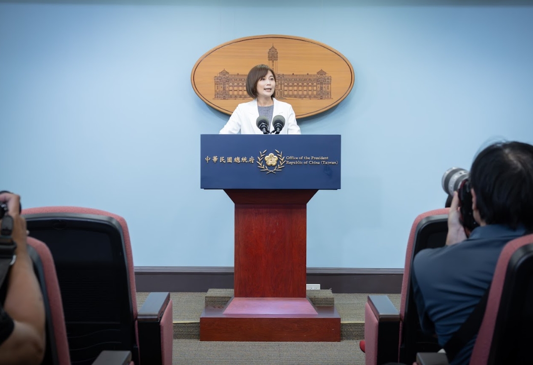 總統府發言人郭雅慧斥責中共圍台軍演，認為中國的行為公然挑戰國際秩序。（總統府提供）