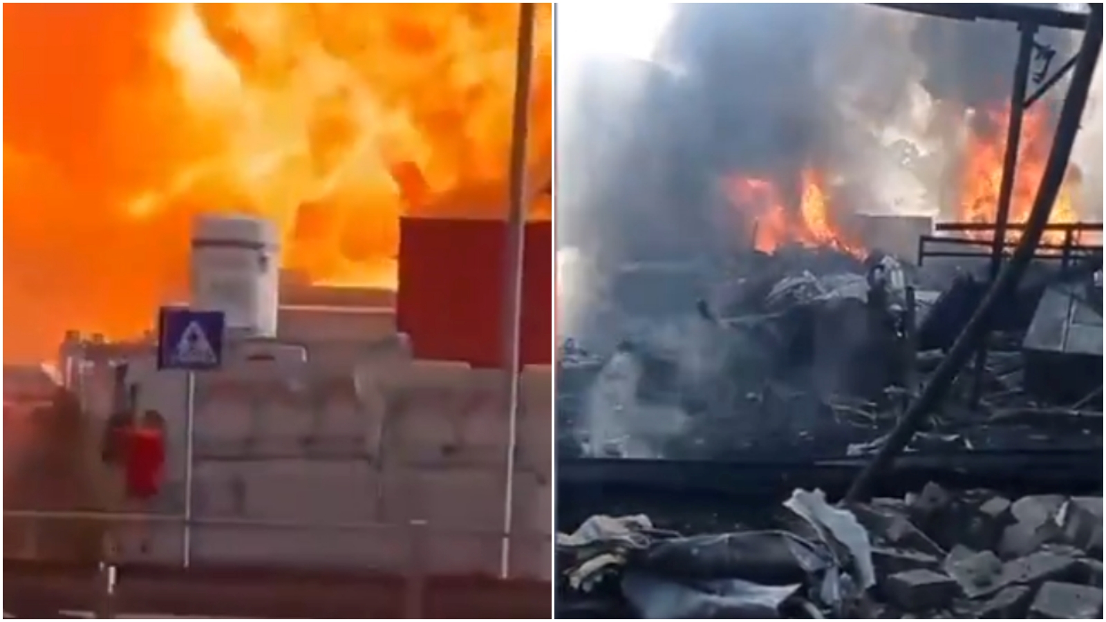 羅馬加油站大爆炸，民眾逃竄。（翻攝X）