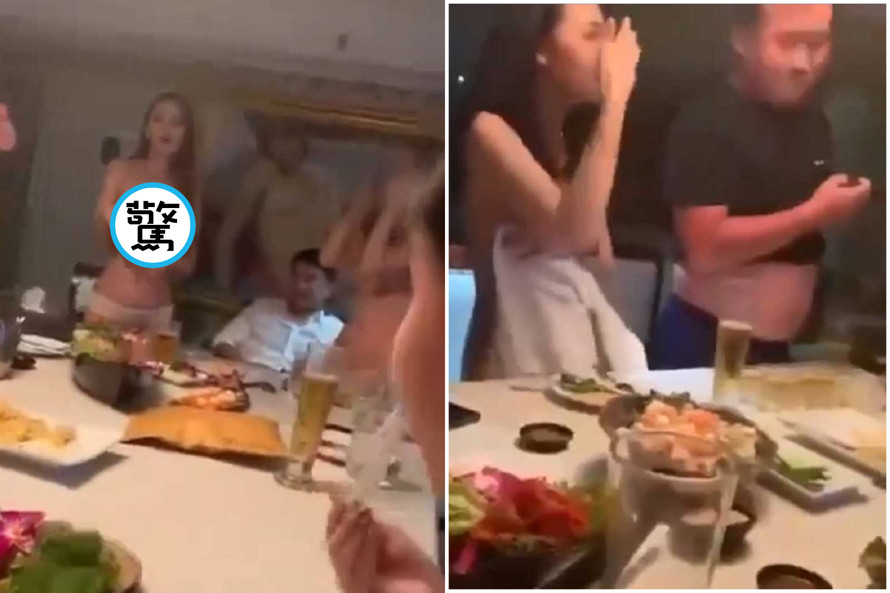 網傳中國高官酒池肉林真會玩，吃飯配裸女聚眾淫亂。（翻自《黑料網》）