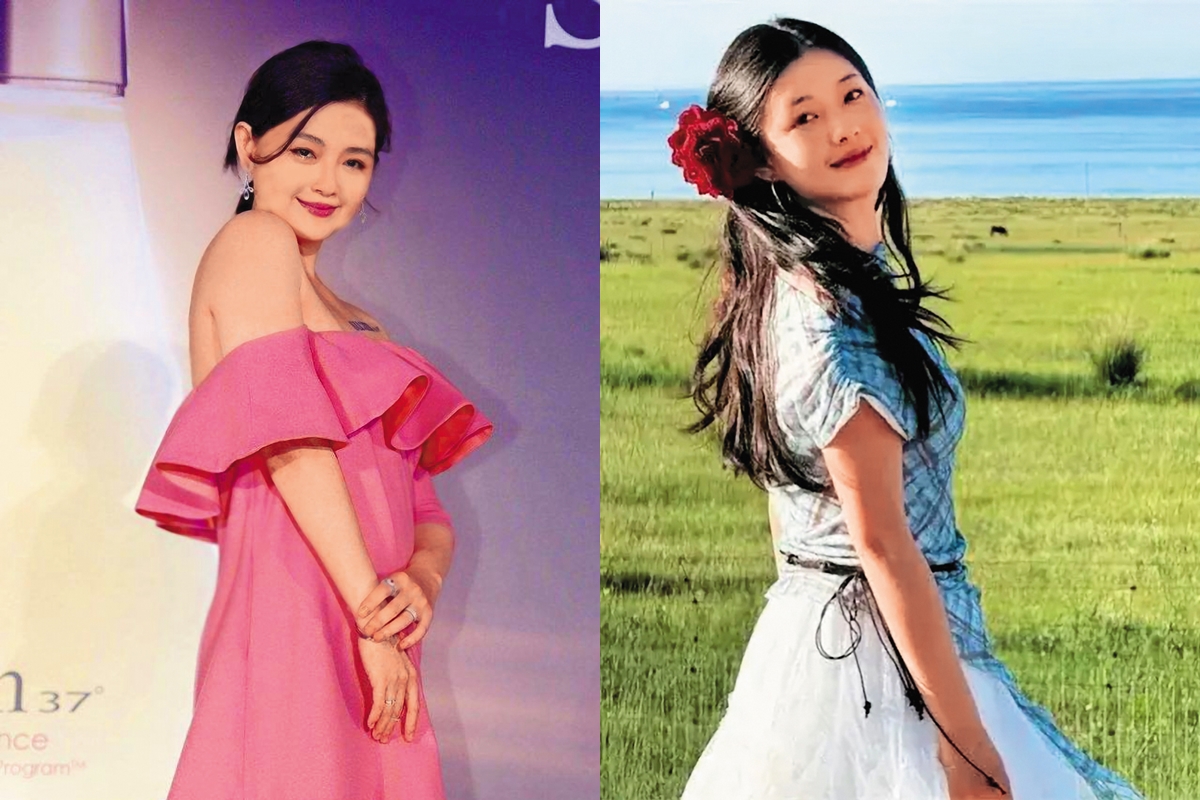 中國大陸嫩妹「依古比古」（右圖）激似大S年輕時期（上圖），滿滿膠原蛋白令人羨慕。（翻攝大S臉書、網路）