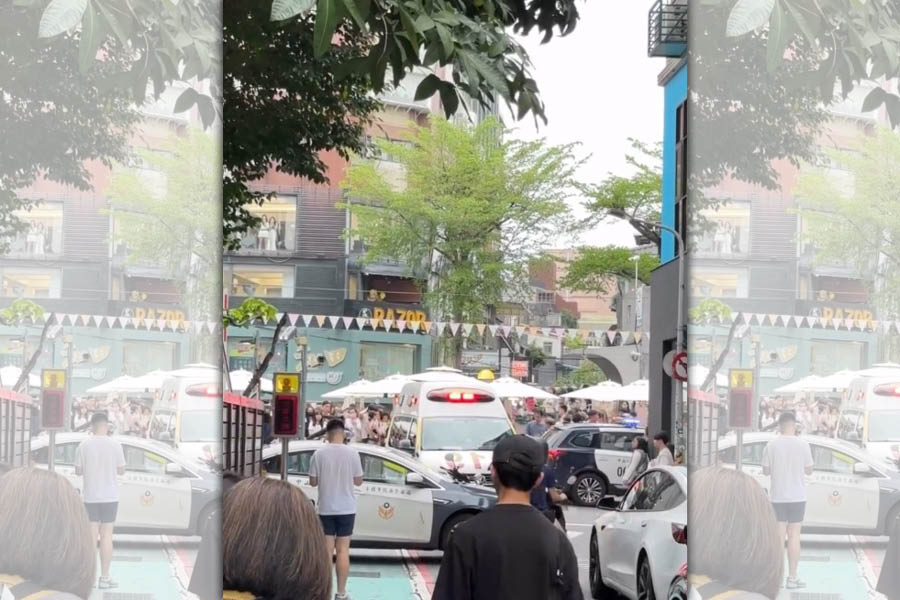 新光三越南西店驚傳有男子墜樓。（threads網友@verna_fan221授權提供）