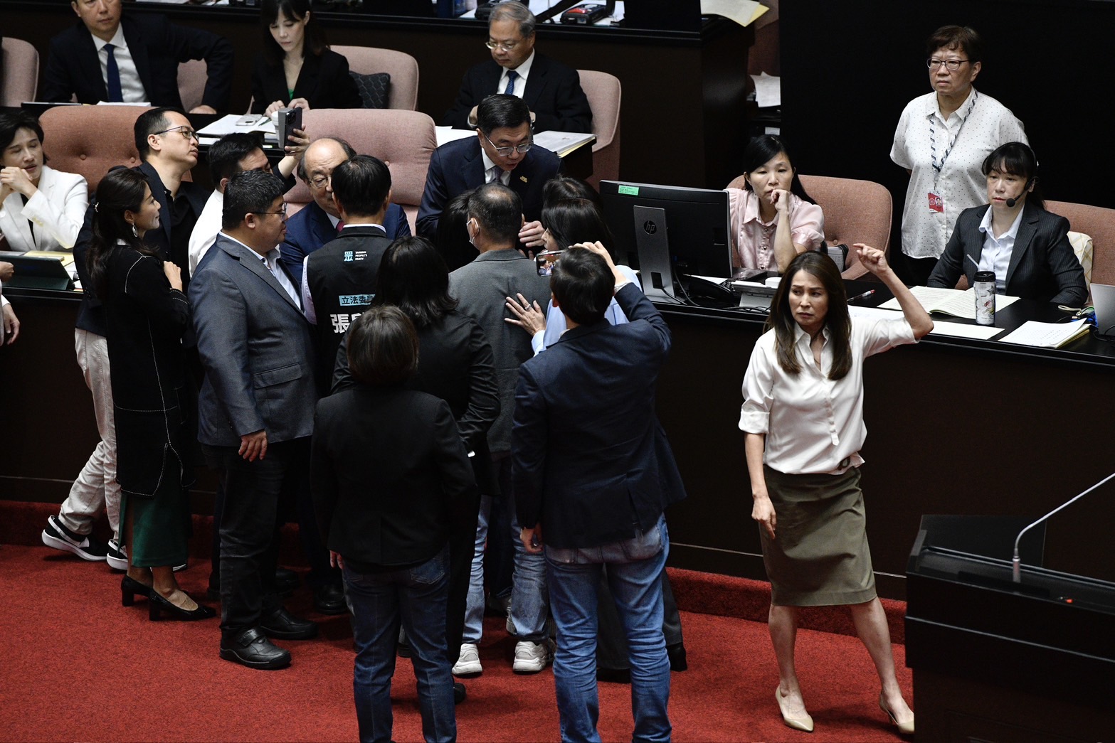 高金素梅（右）提案退回中央政府總預算案，獲藍白聯手支持、表決通過。