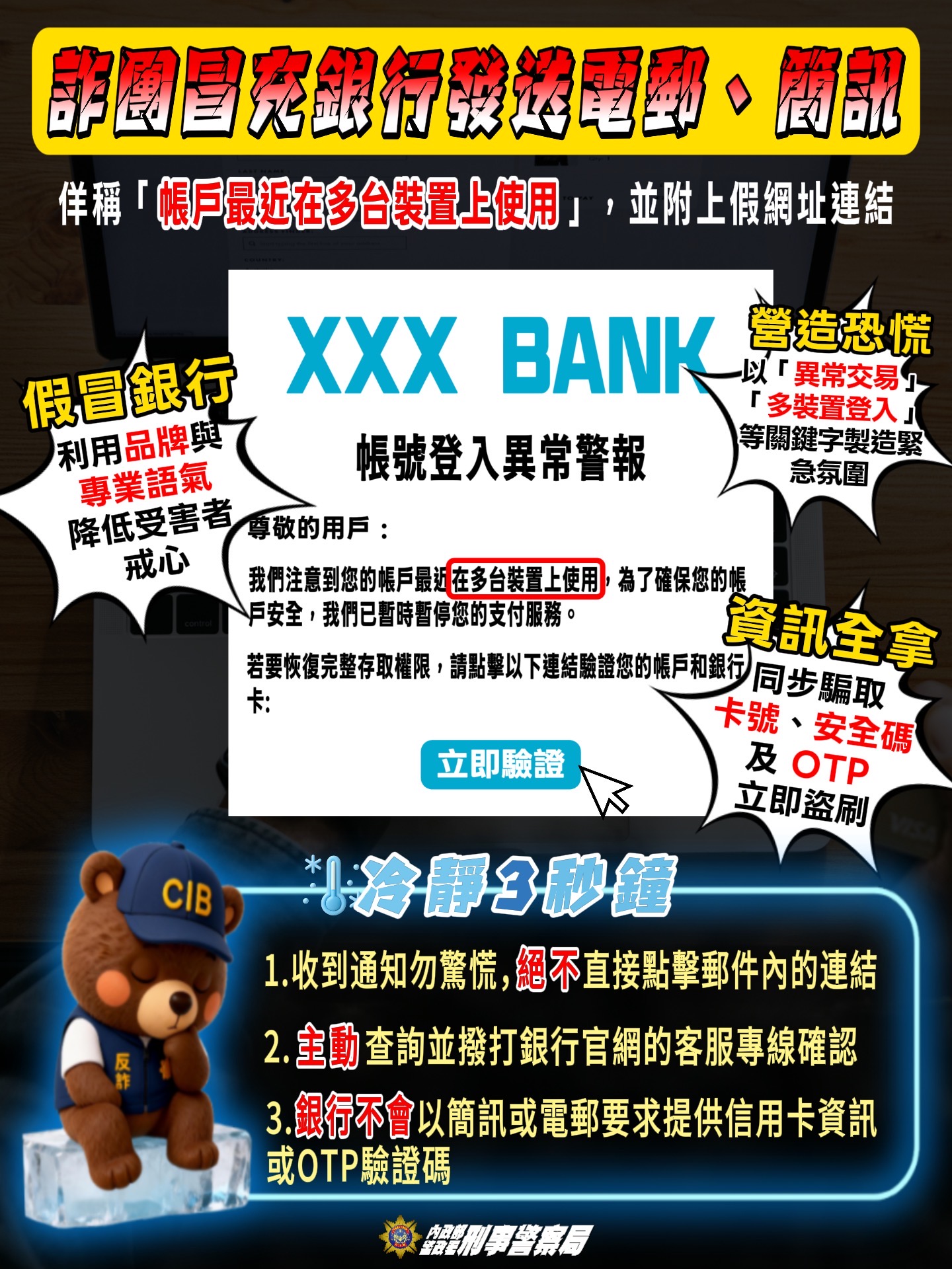 警方製作的宣導圖。（刑事局提供）