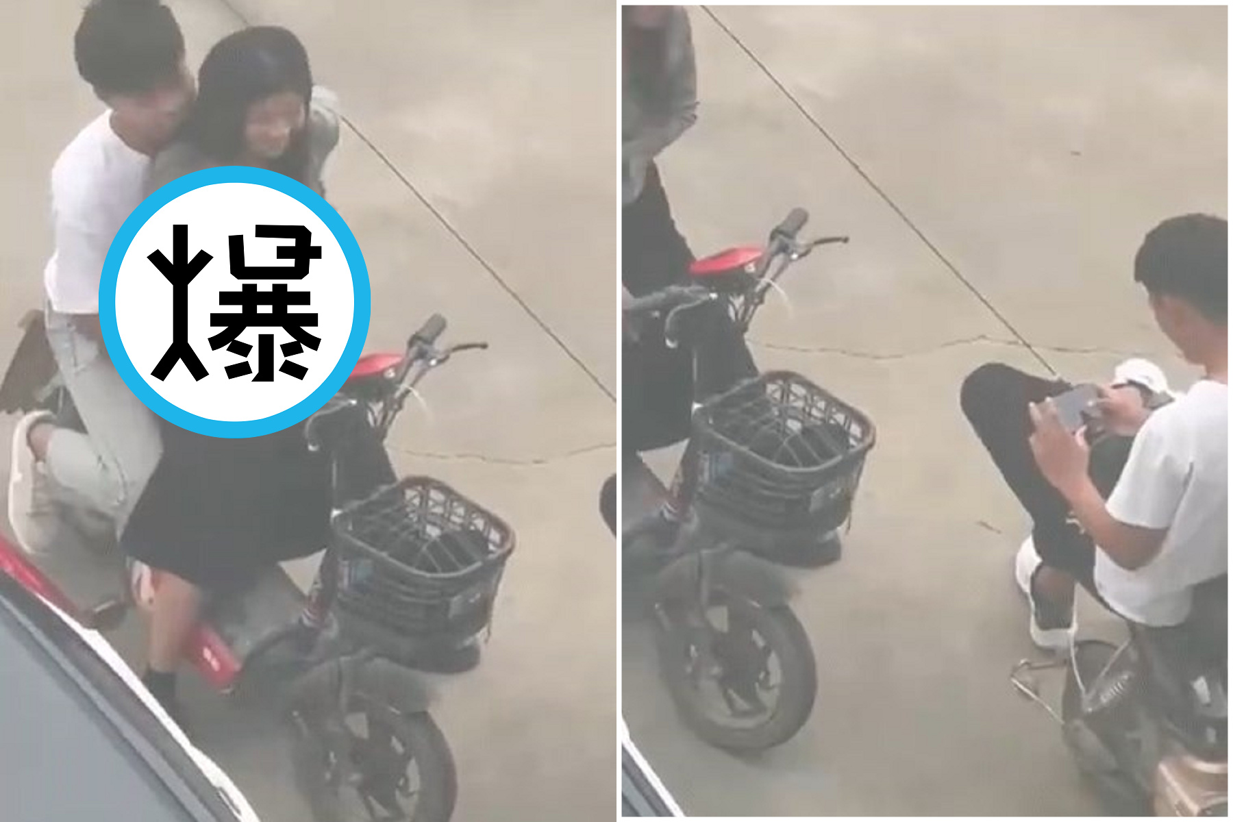 年輕人就是猴急！妹子與男友「手乳交纏」不害臊，對面手遊男如老衲超脫。（翻自微博）