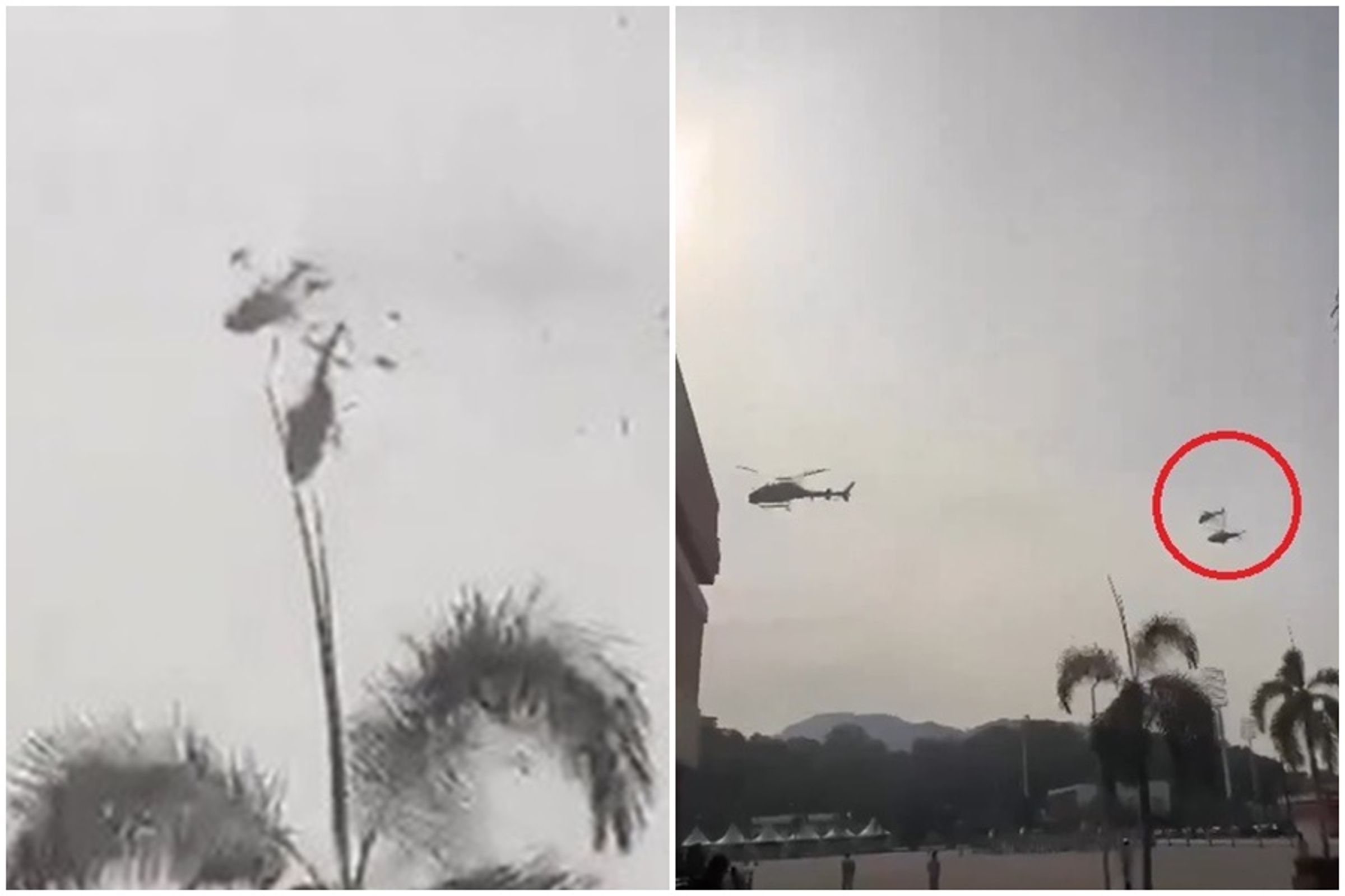 馬來西亞皇家海軍(RMN)今(23日)9時2架軍用直升機相撞墜毀。(翻攝自The Star YouTube)