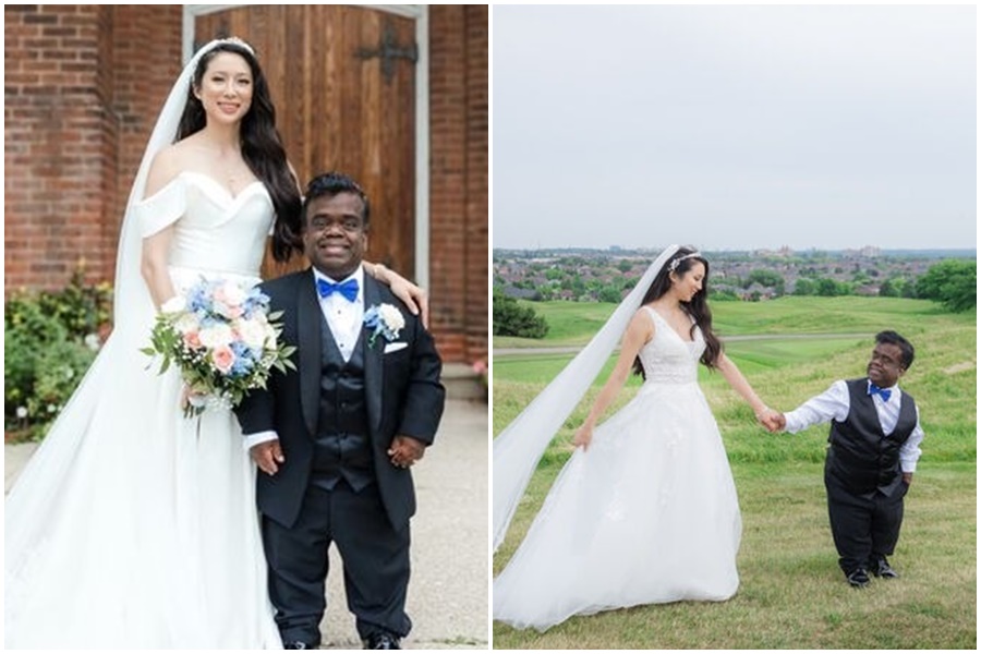 安妮塔與侏儒症的丈夫結婚，正能量掀起關注。（翻攝自Anita Wing Lee臉書）