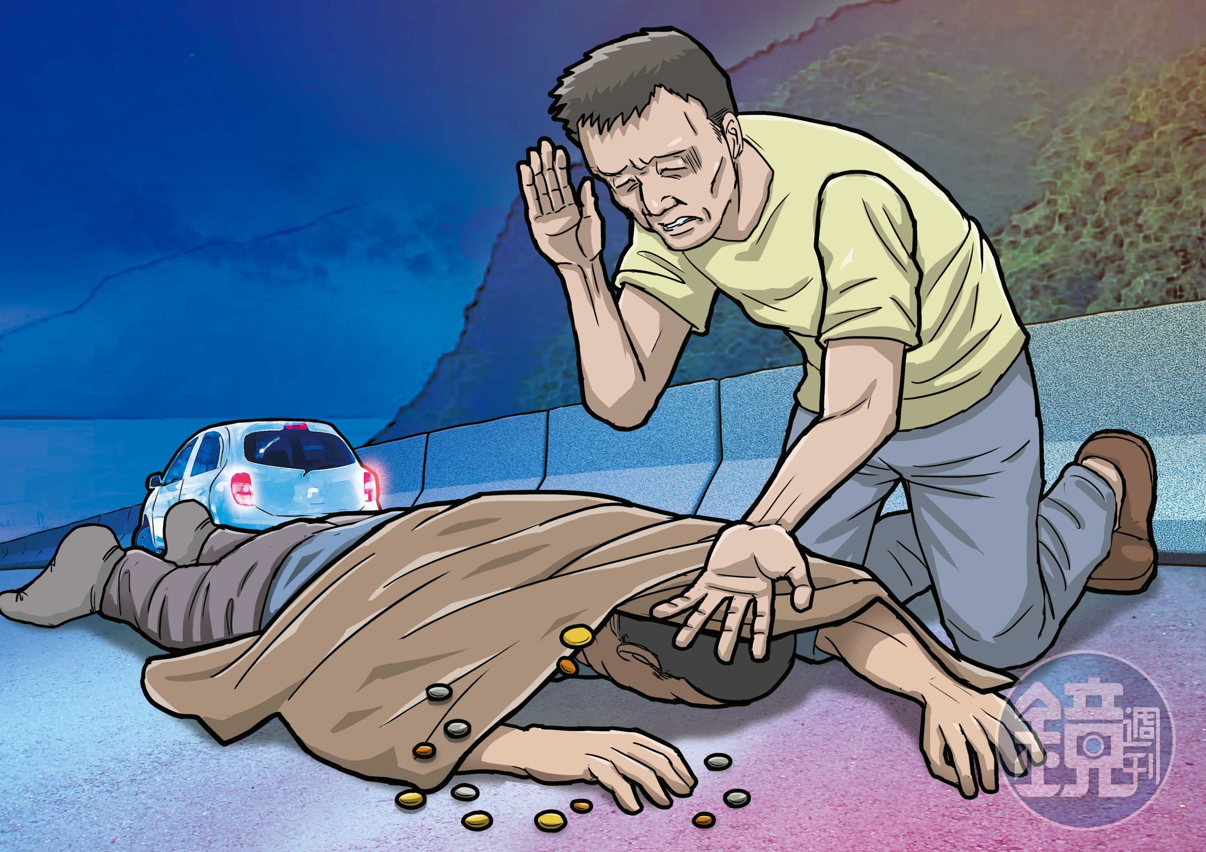 呂男將拜把兄弟殺害棄屍,臨走前撒了一把腳尾錢給死者。