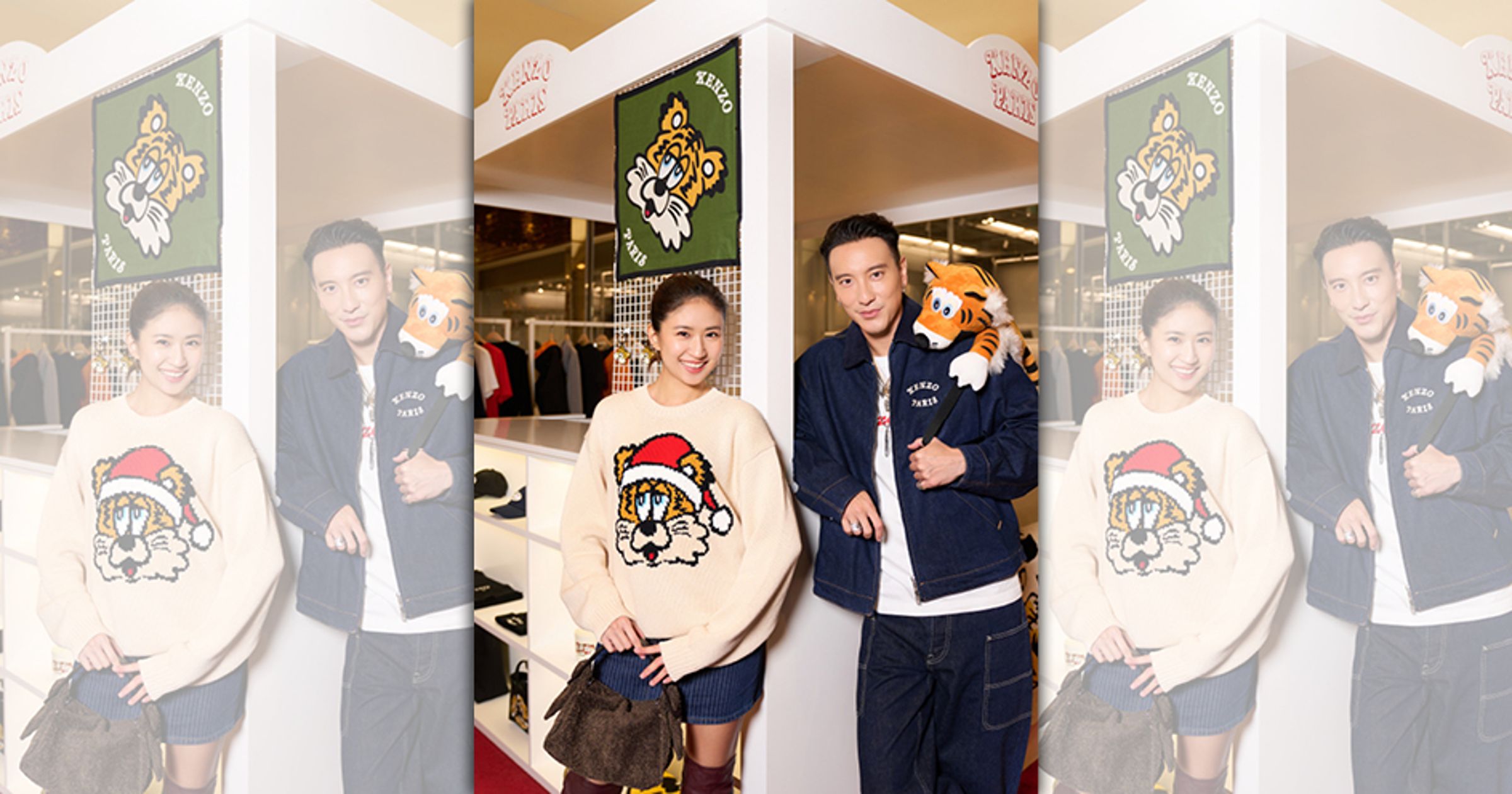歌手9m88身穿KENZO VERDY MARKET奶油白WINKY針織上衣NT$31,800、王陽透露想買下身上的KENZO VERDY MARKET墨藍色WINKY卡車司機外套NT$40,800。(惇聚國際提供)