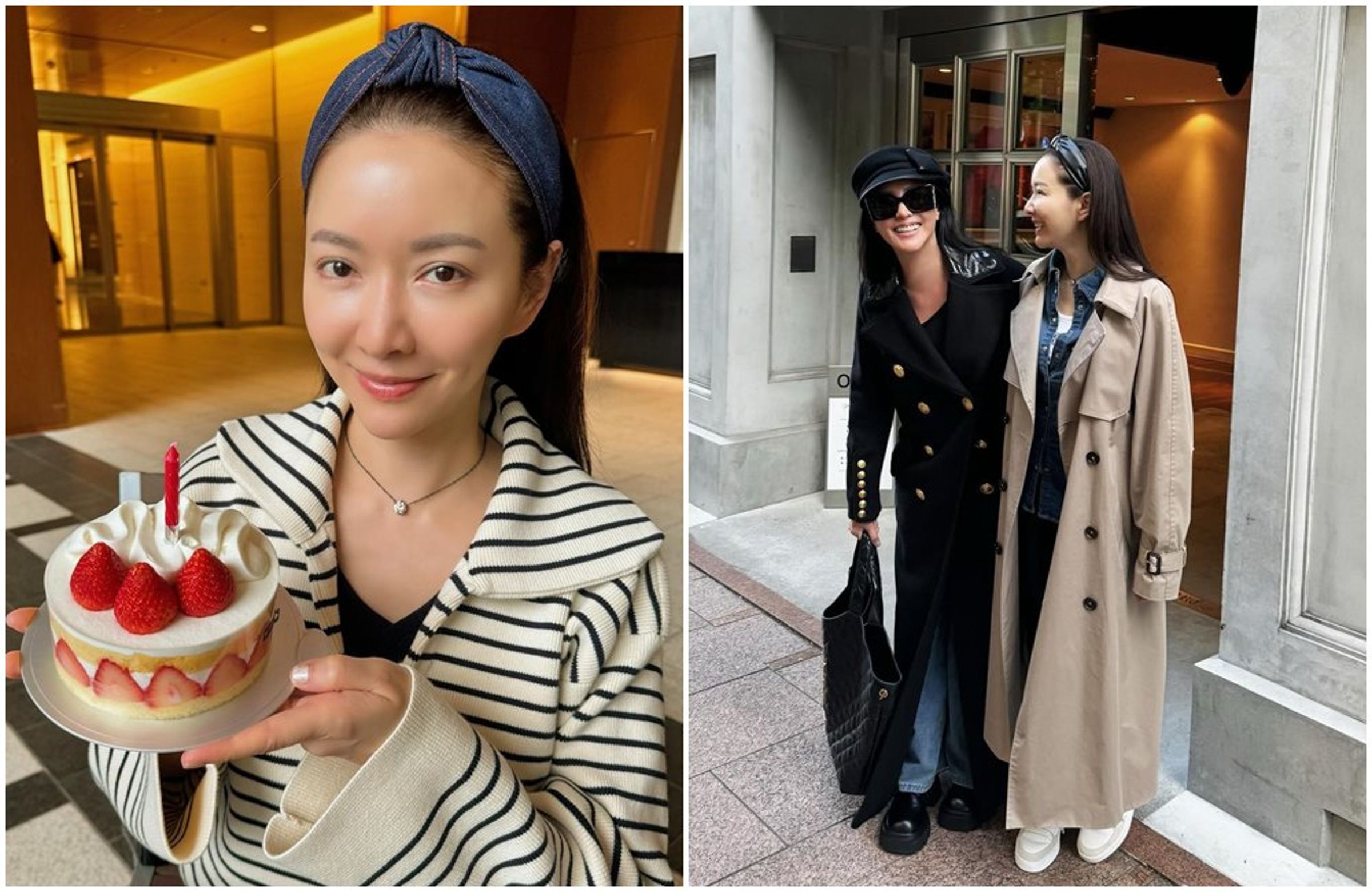 蔡依倫(左圖)過49歲生日,與好姐妹關穎(右圖左)到東京遊玩。(翻攝關穎IG)