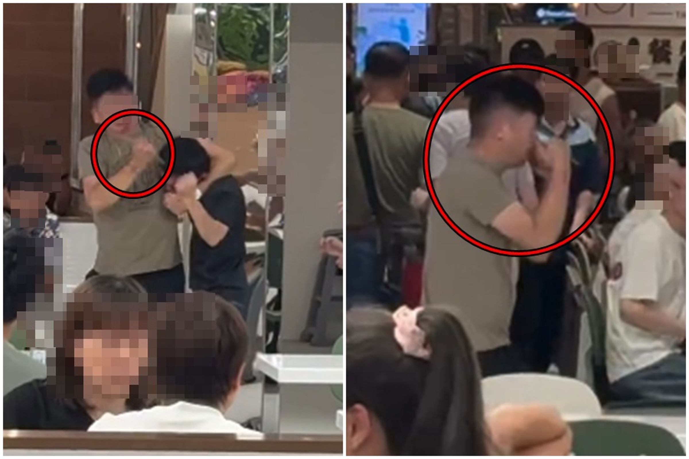 台北市大巨蛋遠東百貨公司美食街，昨（30日）晚爆出2名男子為了搶座位問題，爆發肢體衝突。（翻攝自ssshou_1005@Threads）