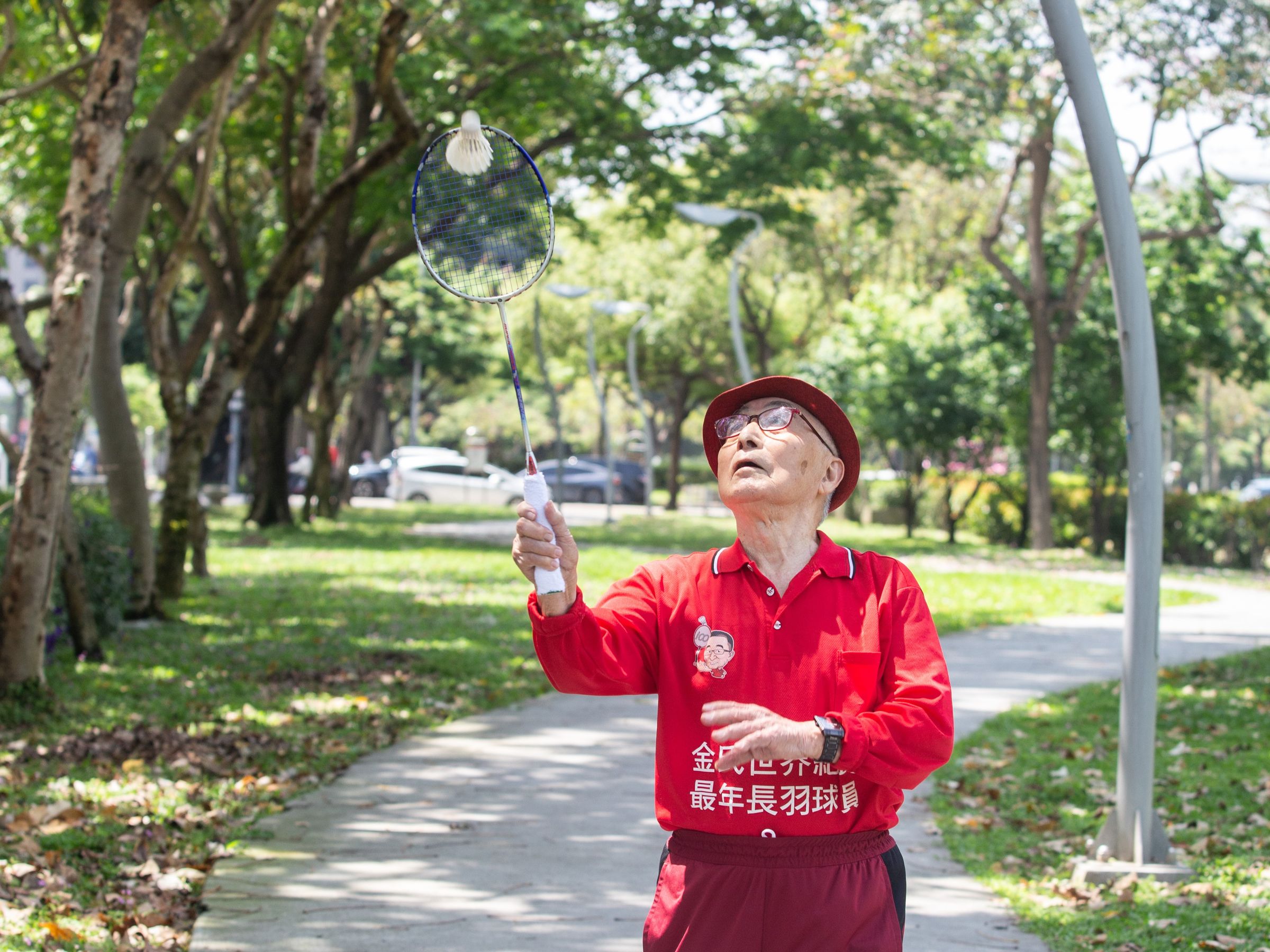 104歲的林友茂保有規律運動習慣,體現世壯運的終身運動精神。(攝影/賴智揚)