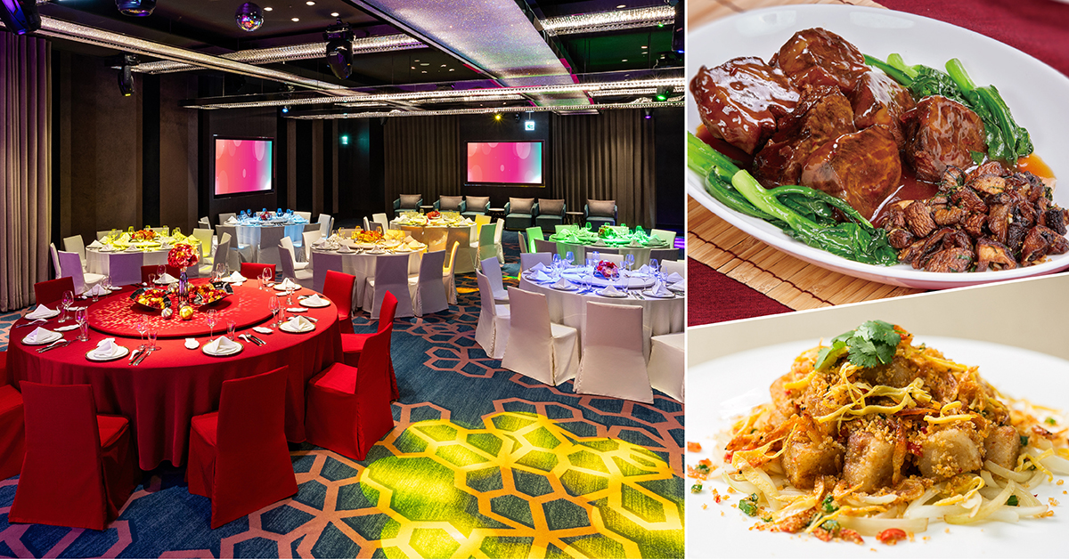 「樓外樓」是國賓以「珠寶盒上的緞帶」為概念打造，捷克手工Lasvit水晶吊燈營造出層層堆疊的浪漫光影，再加上主廚精選川粵料理，絕對是犒賞同仁最棒的尾牙首選餐廳。